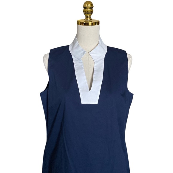SAIL TO SABLE (STS) Colorblock Navy & White Sleeveless Shift Dress Women’s Sz L - Picture 8 of 11